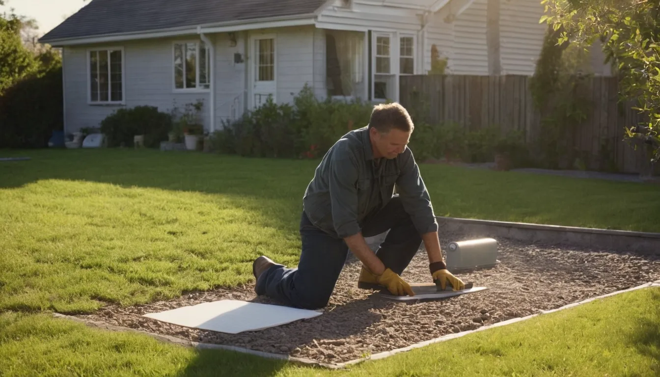 Homeowner checking a yard near the septic tank lid in the Harrison area